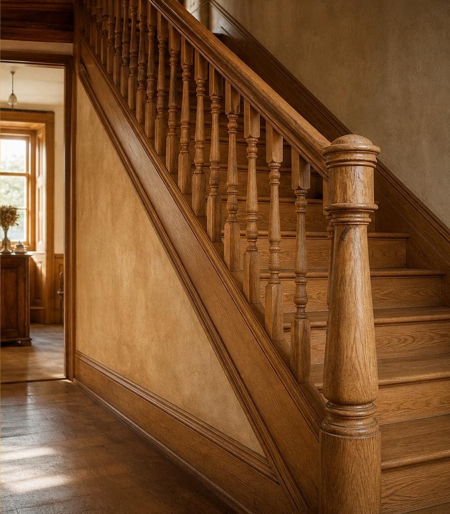 Escalier en chêne avant et après restauration (après)