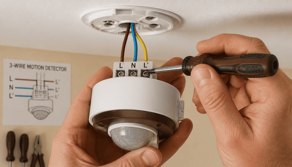comment brancher un detecteur de mouvement 3 fils