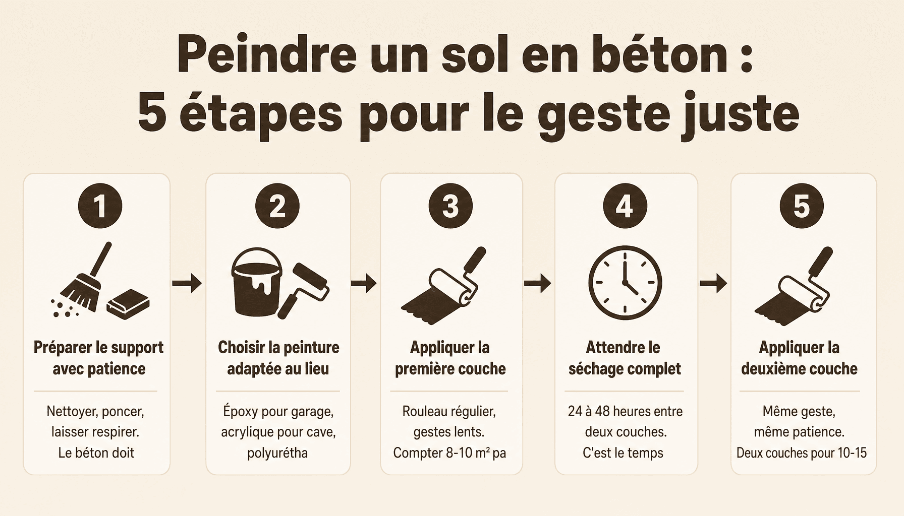 Guide étapes peindre sol béton travauxdepro.com - préparation application séchage
