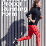 Female runner near wall