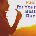 female runner eating before a run in the early morning