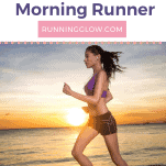 female runner on beach at sunrise for morning run