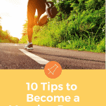 solo runner on a morning run on road