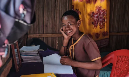 Roddy, 12, at home in Madagascar