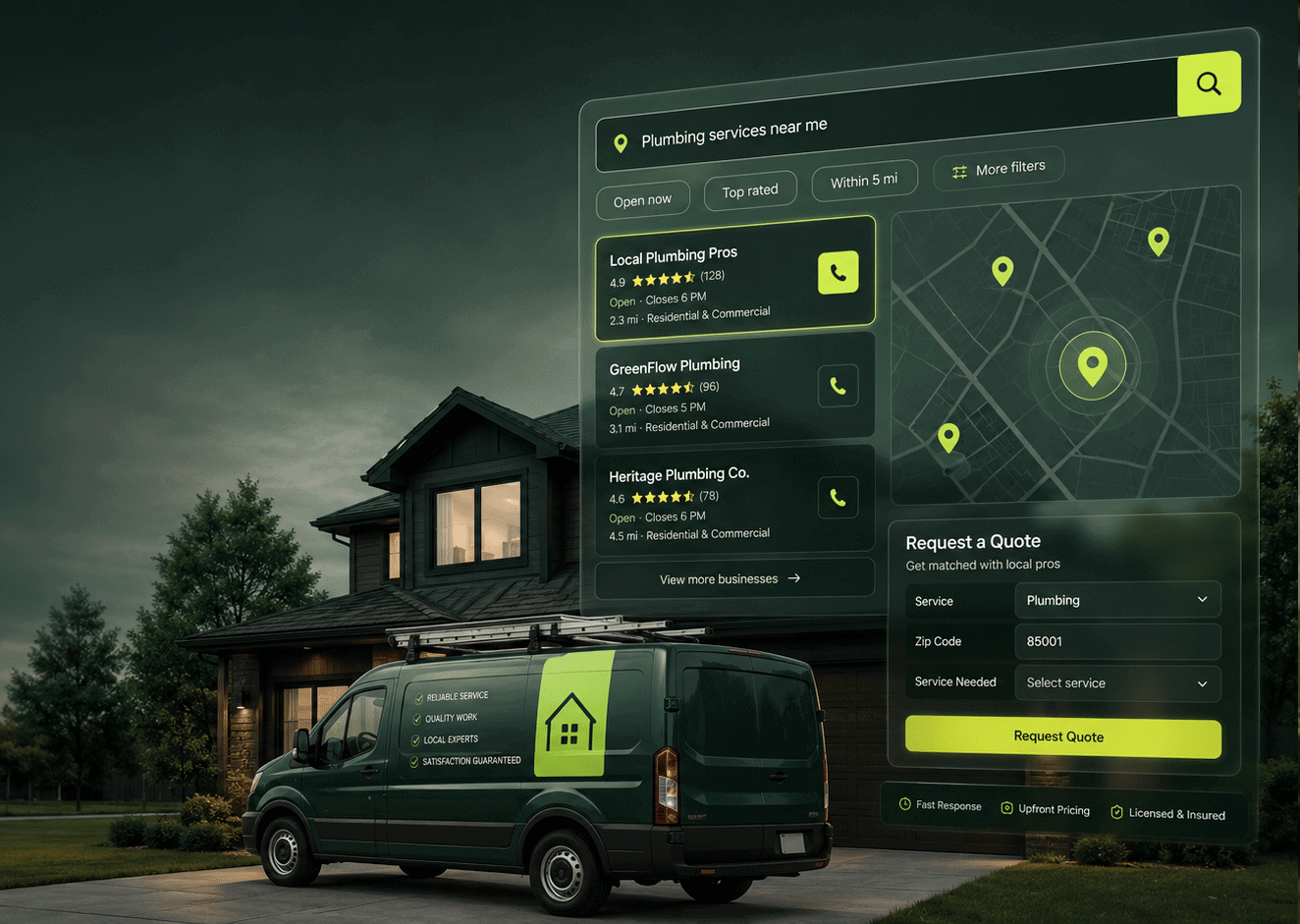 Local SEO dashboard for home service companies