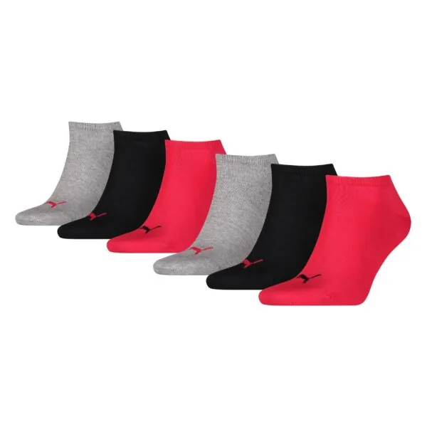 PUMA Sneakersokken Unisex 6-Pack Zwart / Rood