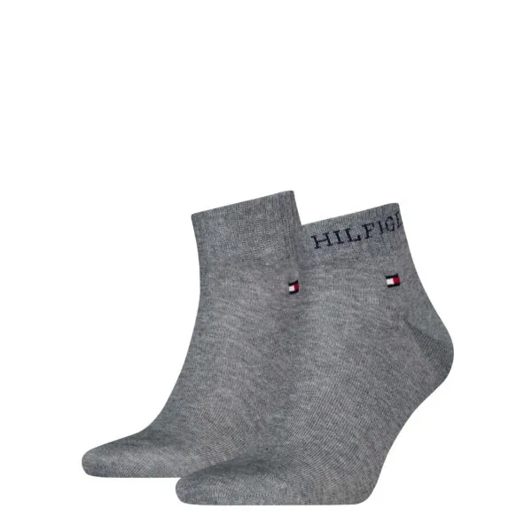 Tommy Hilfiger Quartersokken Heren Hilfiger Tab 2-Pack Grijs