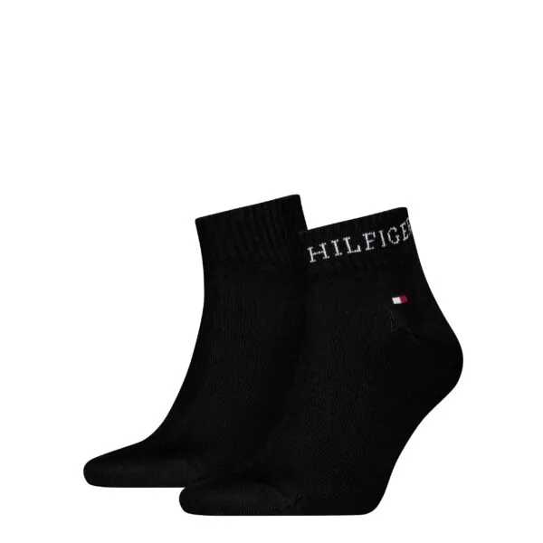 Tommy Hilfiger Quartersokken Heren Hilfiger Tab 2-Pack Zwart