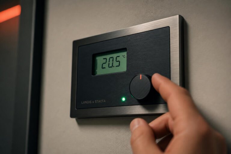 Thermostat Landis & Staefa mural d'ambiance dans un bâtiment tertiaire