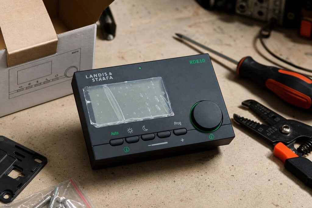 Thermostat RDE10 Landis & Staefa sur établi technique