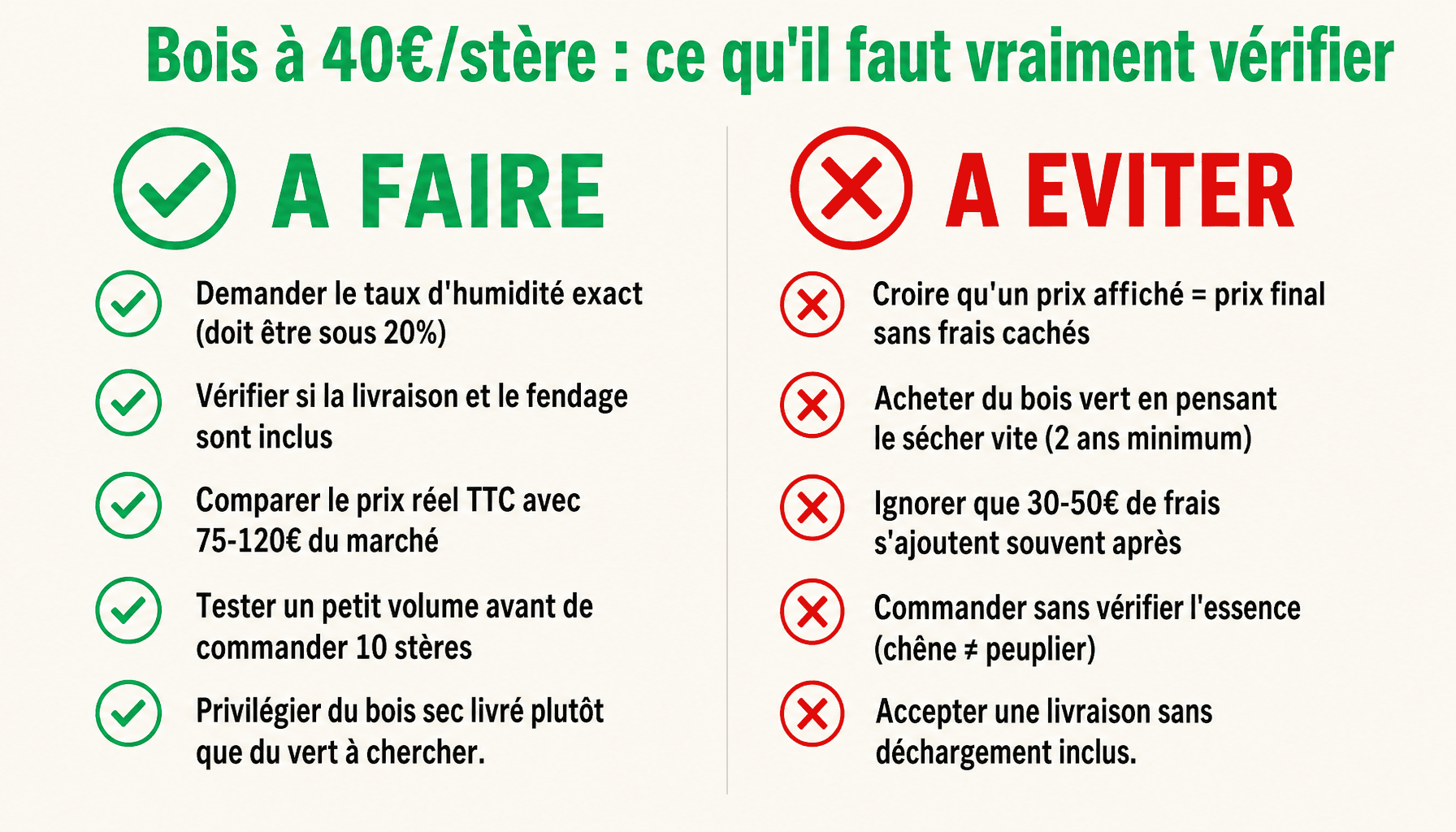 Guide pratique pour évaluer une offre de bois de chauffage 40 euros le stère : à faire et à éviter