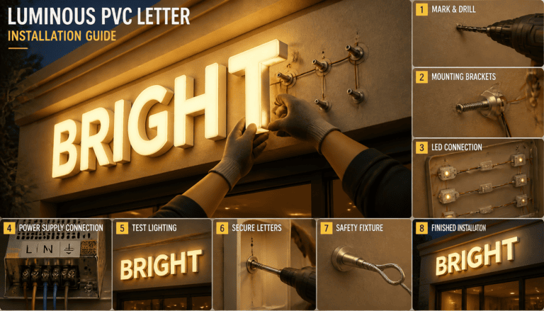 comment on pose des lettres pvc lumineuse branchement sur façade​