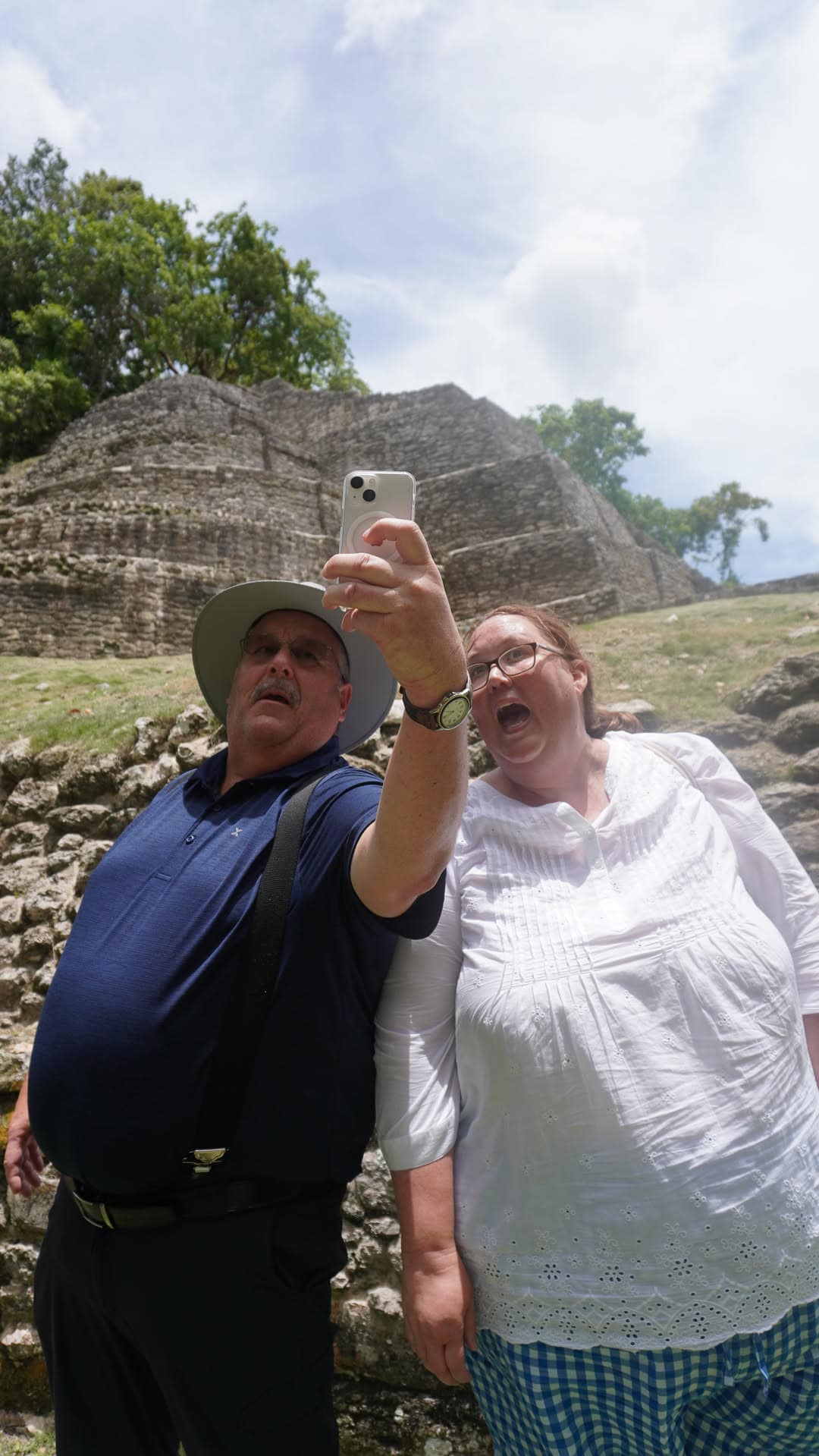 Taking a selfie beside Mayan ruins on a past trip