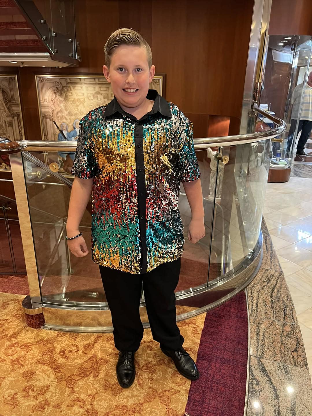 Dressed up for an evening on a past cruise