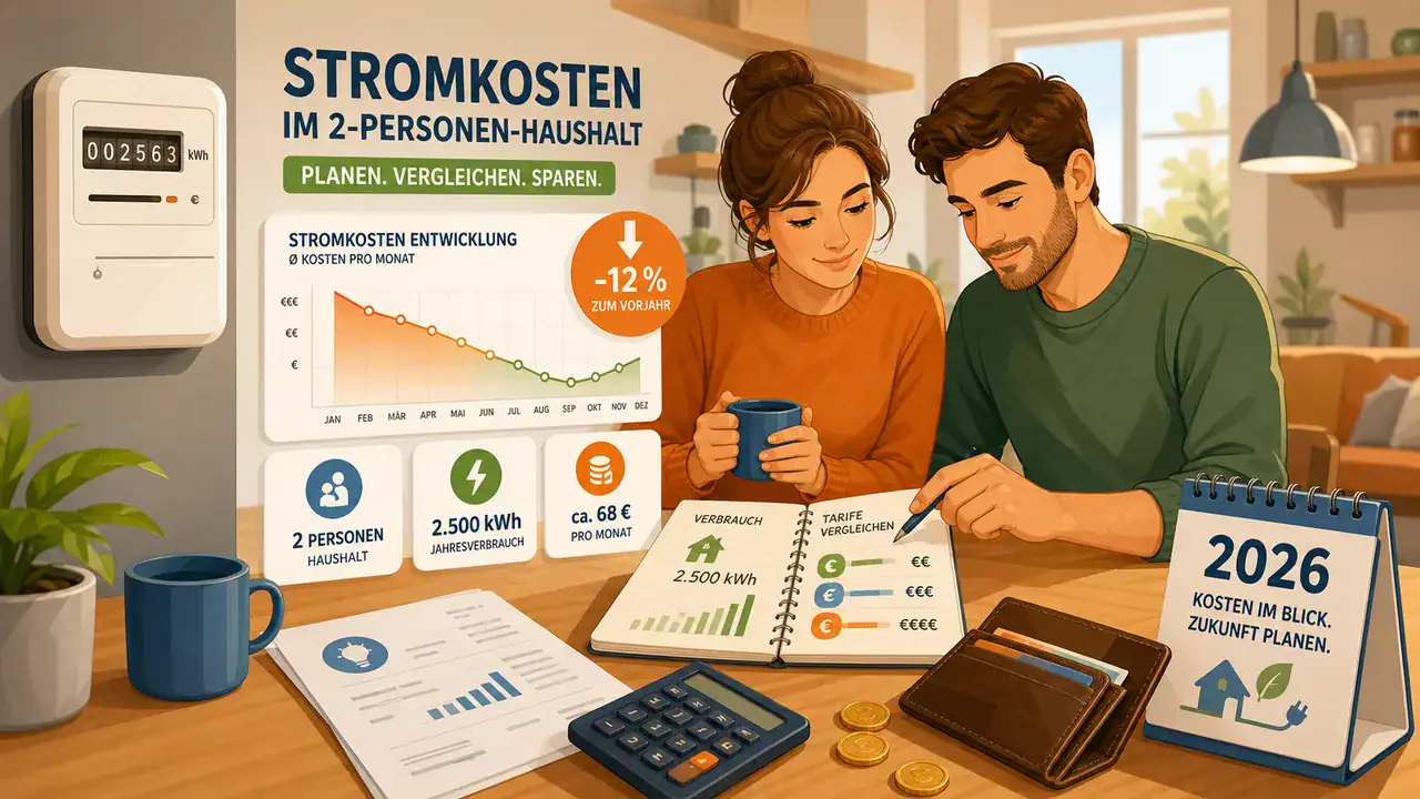 Stromkosten 2 Personen Haushalt Monat 2026 — monatliche Kosten realistisch einordnen