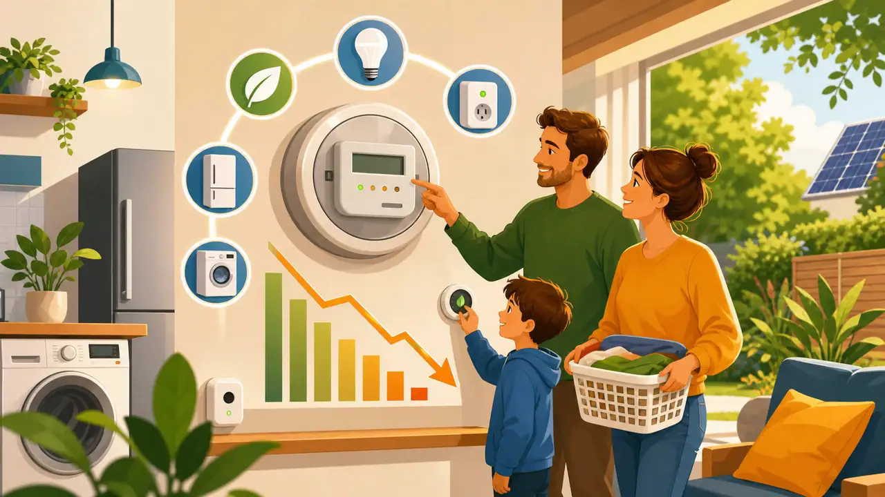 Strom sparen Haushalt 20 effektive Tipps 2026 — Familie senkt Verbrauch
