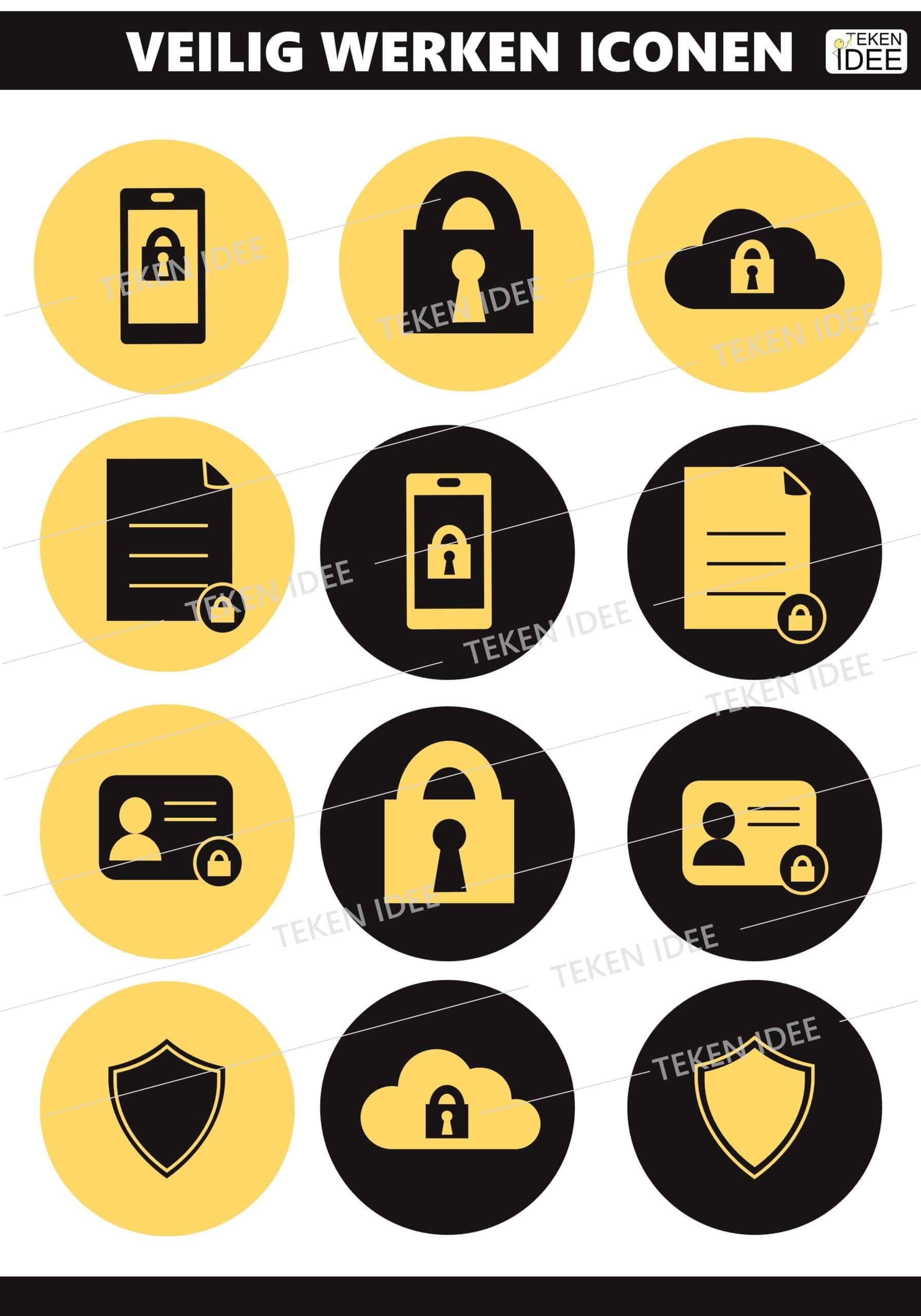 Informatiebeveiliging Veilig werken iconen TEKEN IDEE