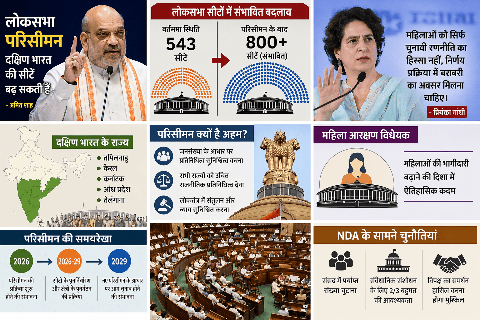 लोकसभा परिसीमन पर सियासी हलचल: क्या बदलेगा देश का राजनीतिक नक्शा? दक्षिण भारत की सीटों में बढ़ोतरी के संकेत