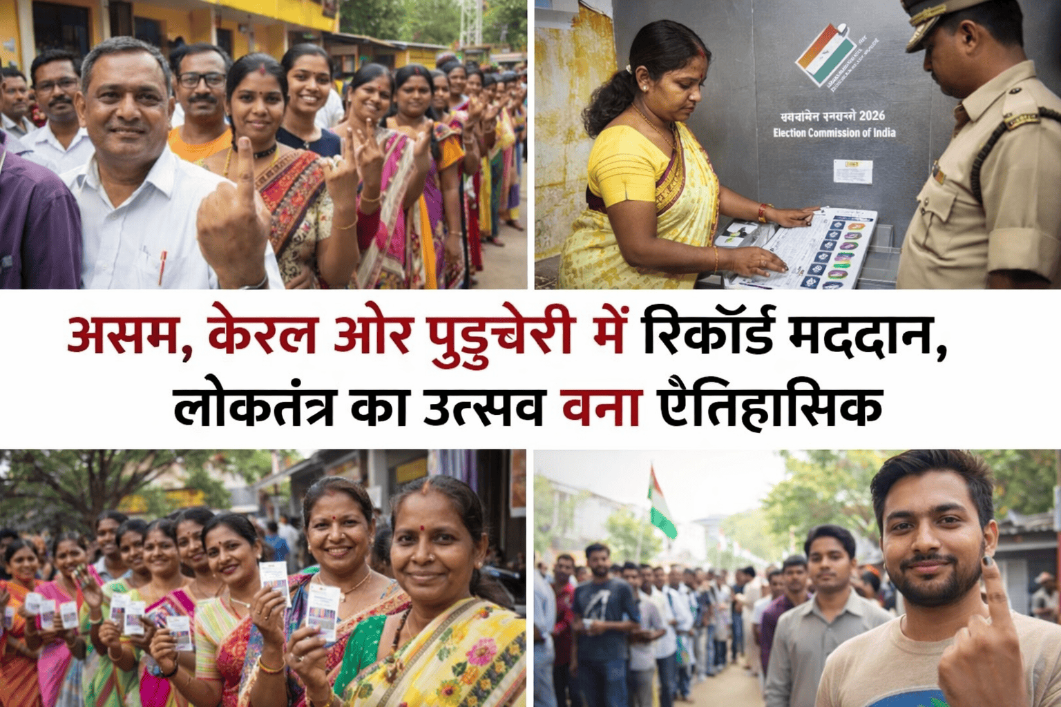 लोकतंत्र का पर्व: असम, केरल और पुडुचेरी में मतदान ने रचा नया इतिहास