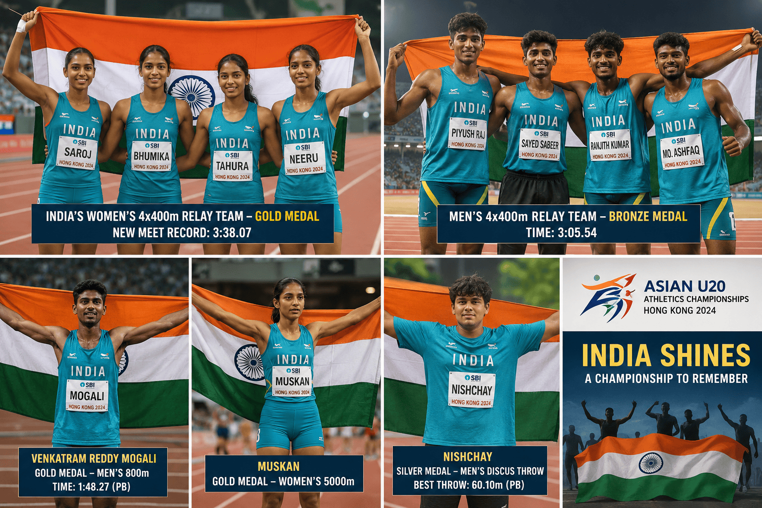 एशियन अंडर-20 एथलेटिक्स में भारत का दमदार प्रदर्शन, महिला रिले टीम ने जीता स्वर्ण