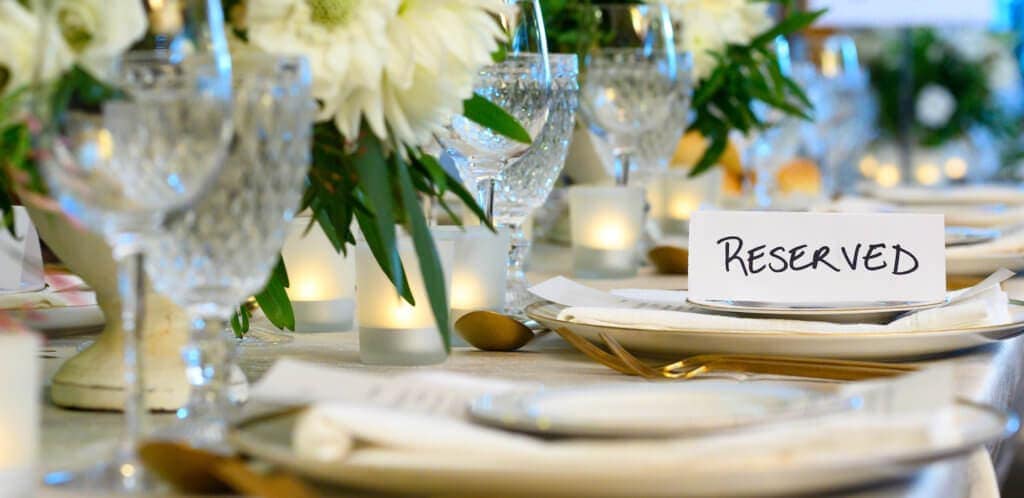 reserved place setting at an event