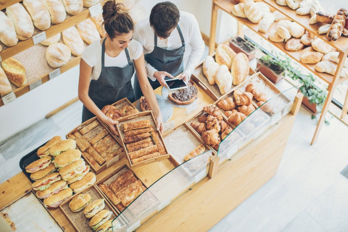 Bakers in shop