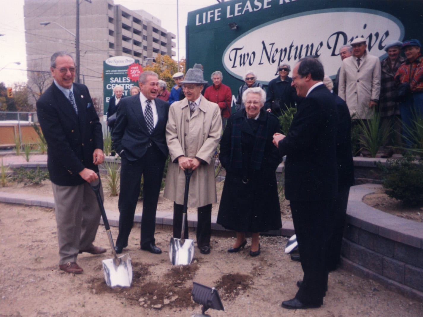 A group of future residents breaking ground AT Two Neptune Drive
