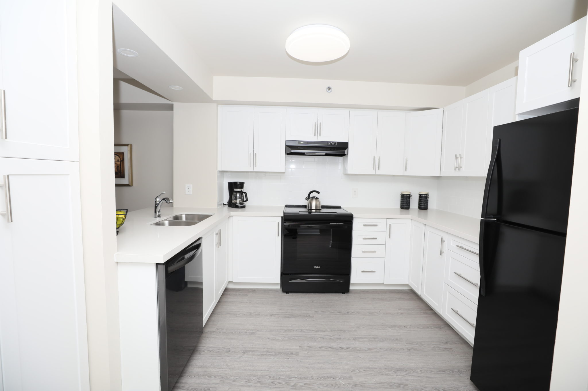 Kitchen in Suite 15 at Two Neptune Drive.