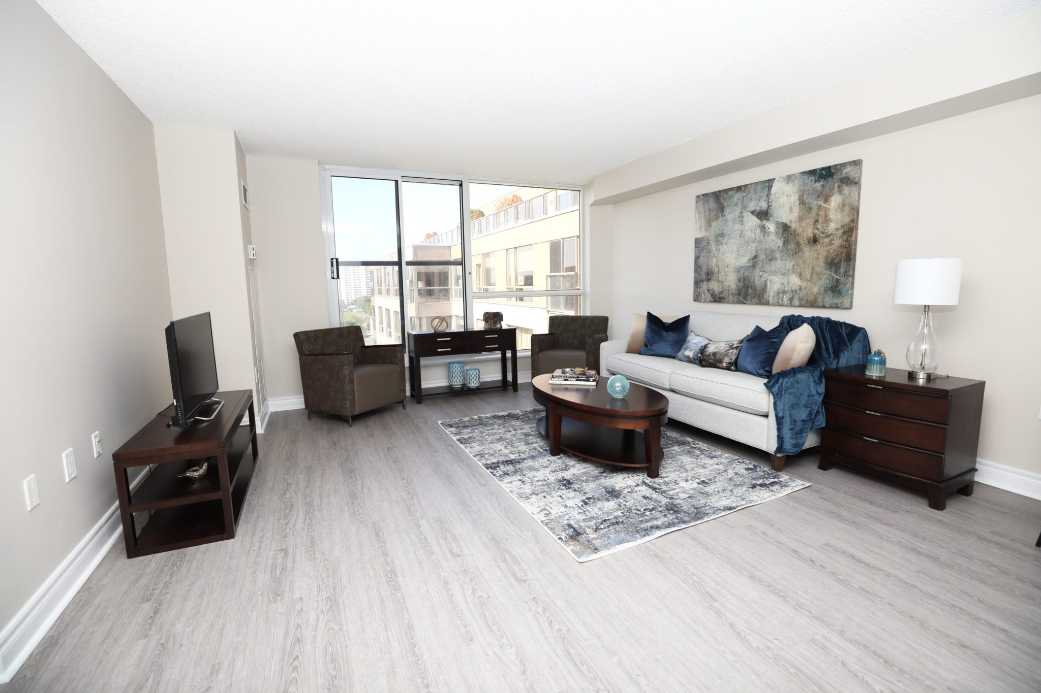 Living room in Suite 15 at Two Neptune Drive.