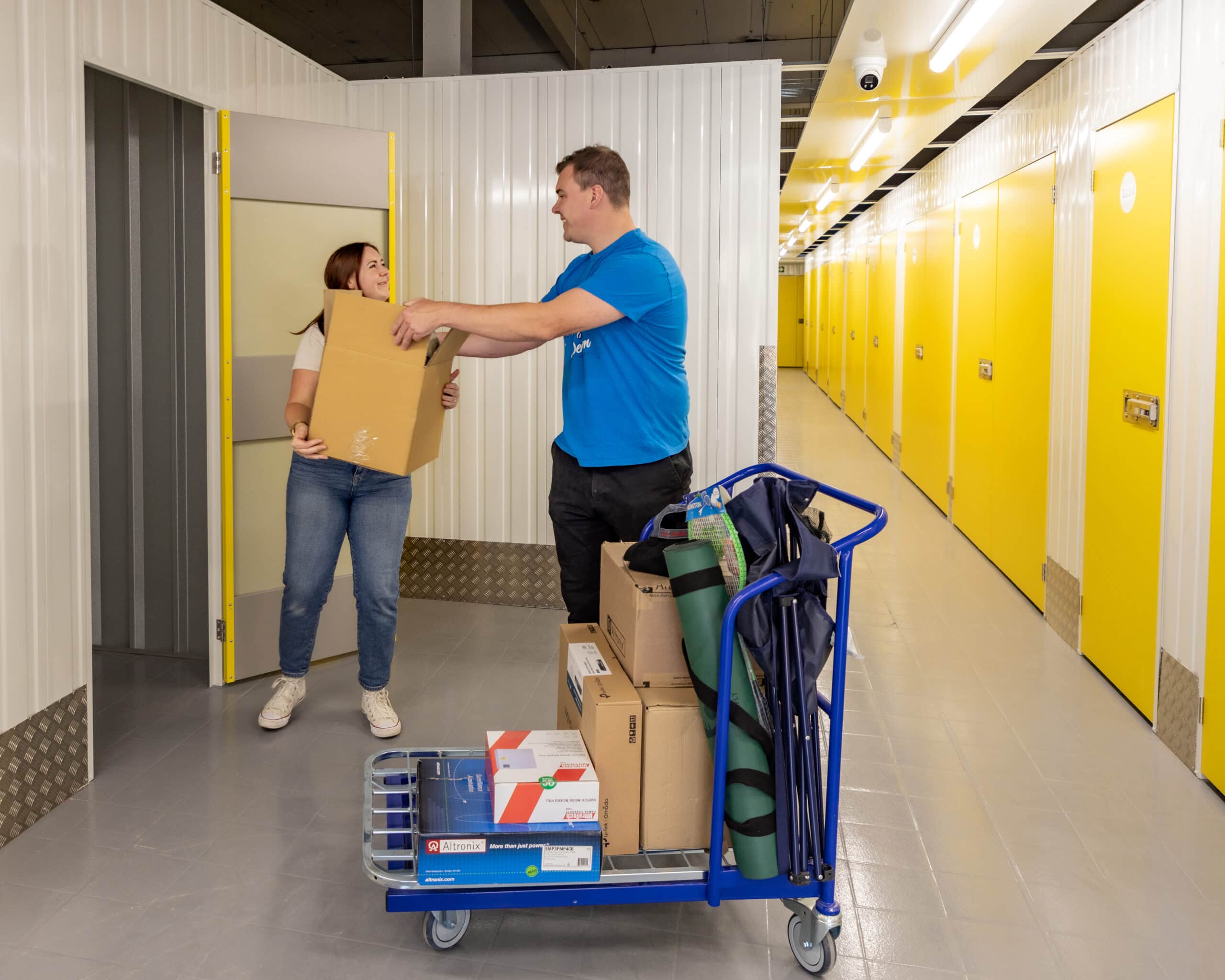Customers moving in boxes