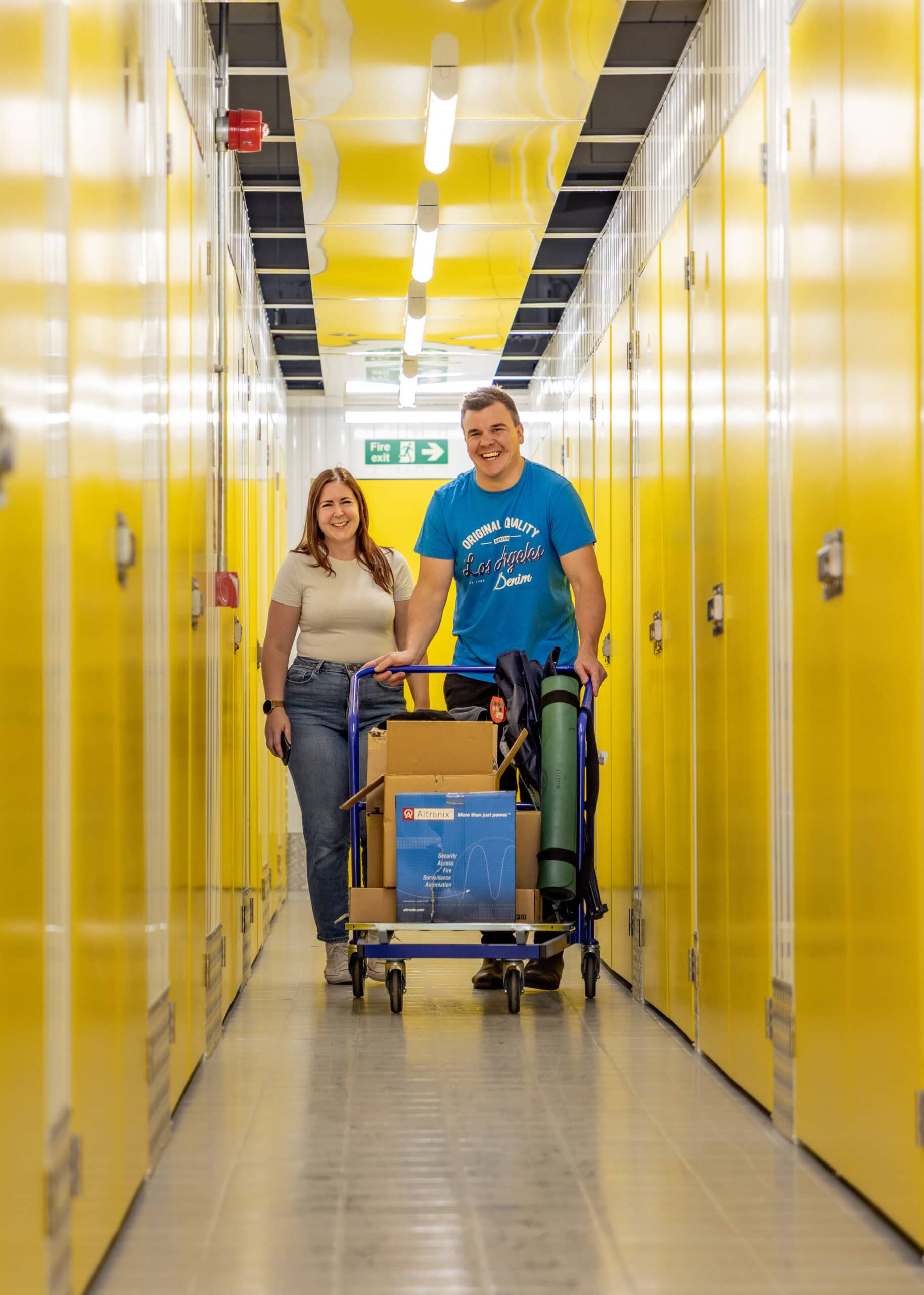 Customers walking to storage unit