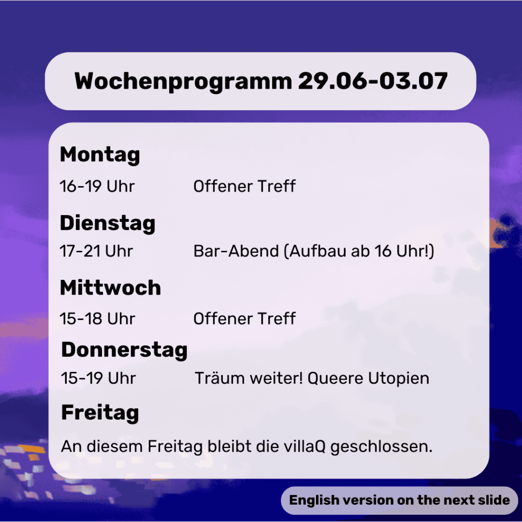 29.06. Wochenprogramm villaQ