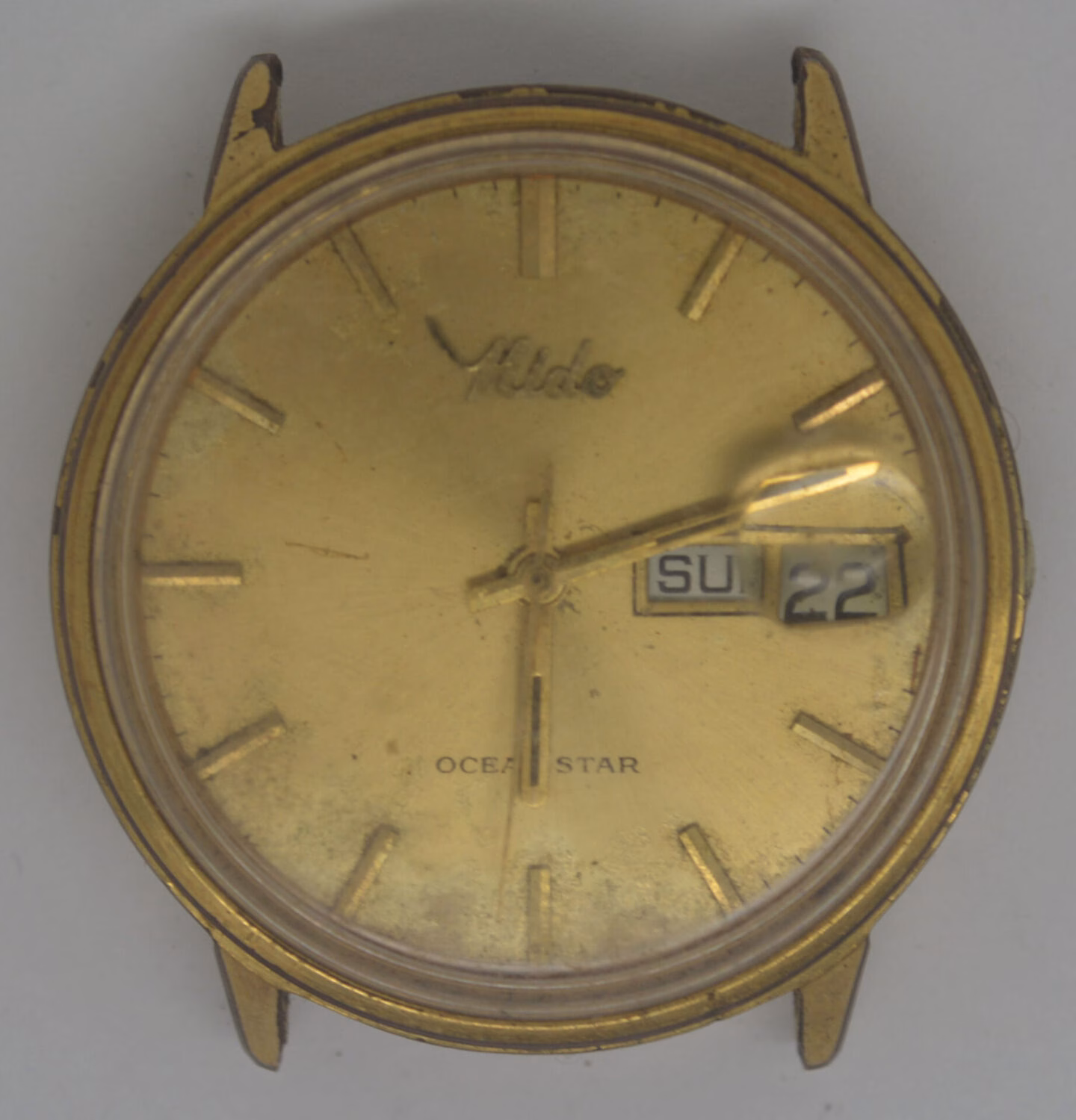 VTG MIDO OCEAN STAR Gold Platd Watch. Ref: 4925, Cal: ETA 2878. For Repairs