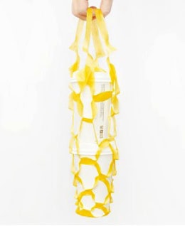 黃色兩杯飲料易提網袋設計。