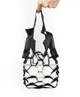 黑色便當易提網袋設計。