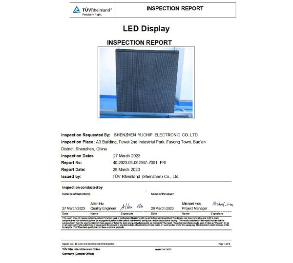YUCHIP TUV Certificate
