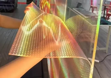 Flexible crystal film transparent LED screen, ultra-thin bendable display with high transparency for creative and glass applications