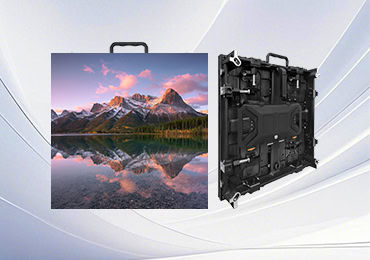 EcoCOB Outdoor COB LED Display cabinet showing high-resolution mountain lake reflection image