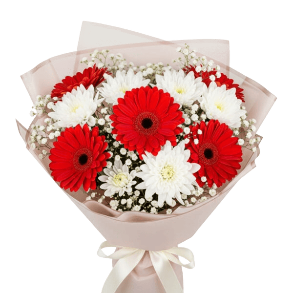 זר אדום לבן | 242 - פרחי לב - כרמיאל