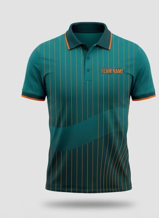 Teal Pinstripe Cricket Jersey
