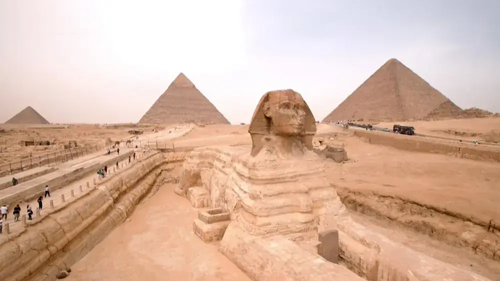 Great Sphinx and Giza Pyramids in Cairo
