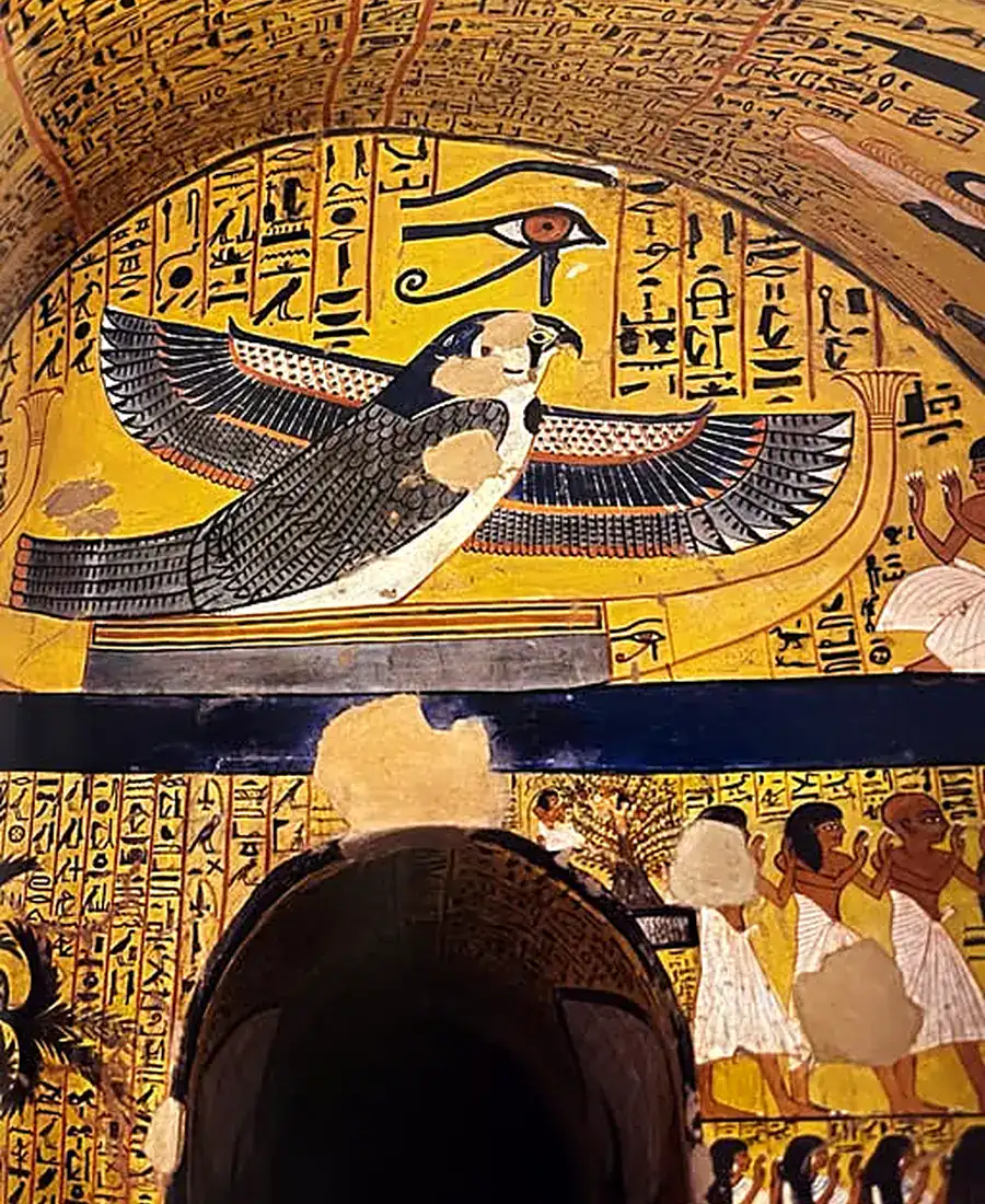Winged protective goddess painted inside a workers tomb