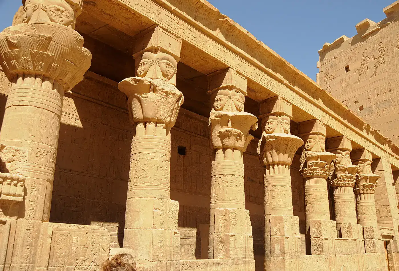 Columned façade with varied floral capitals