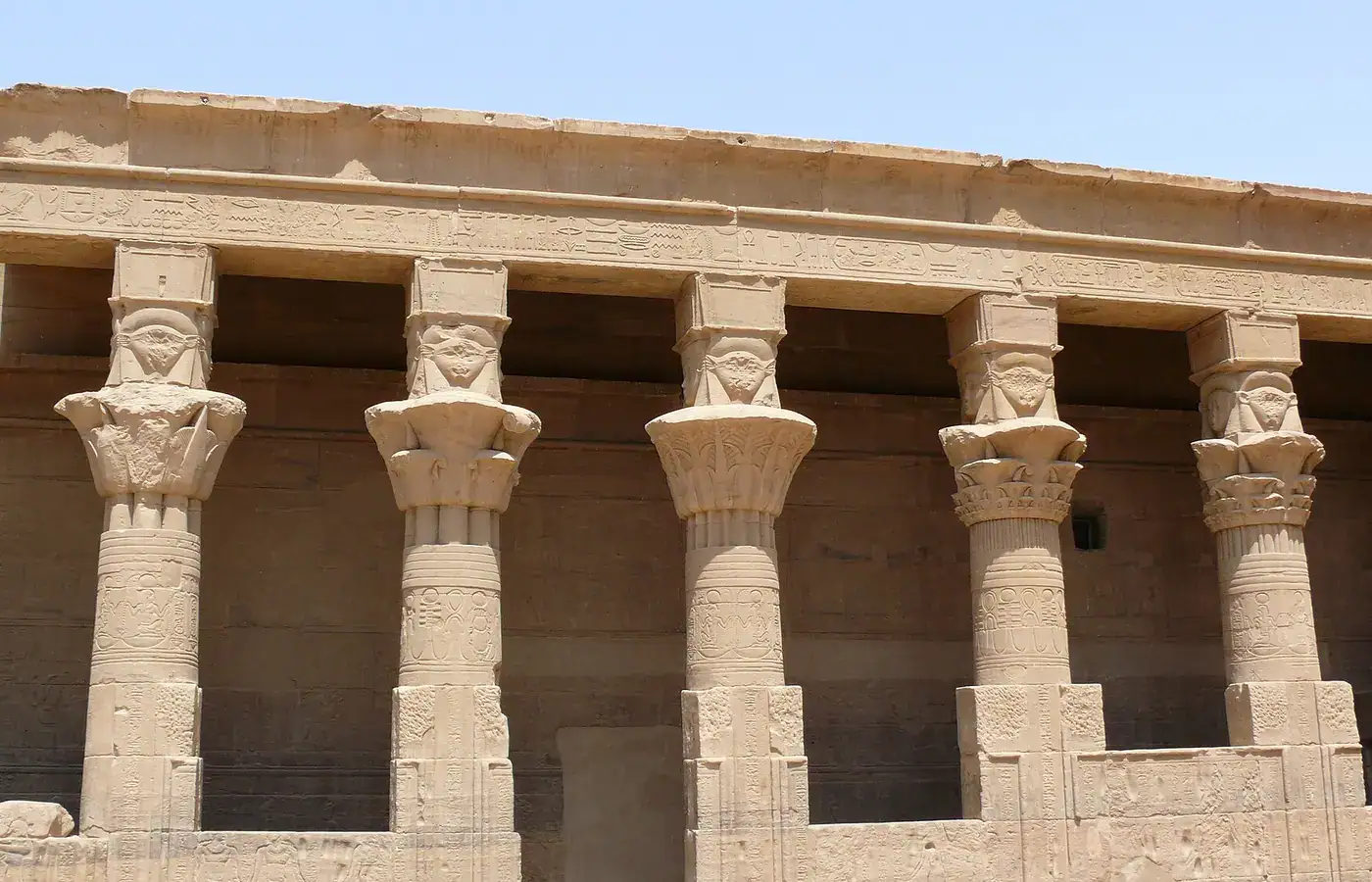 Long colonnade with floral capitals
