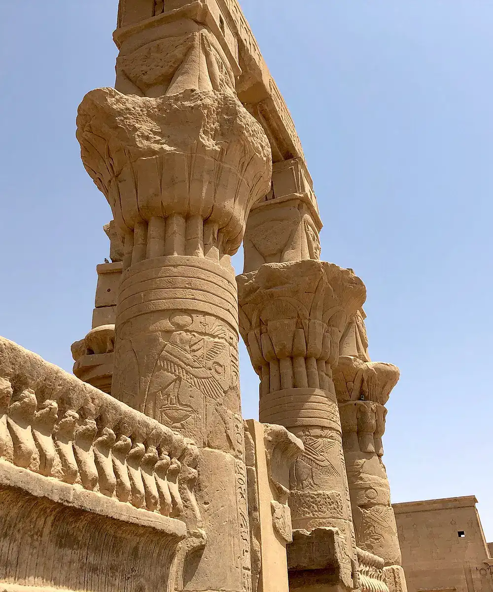 Hathor capitals on the kiosk of Nectanebo