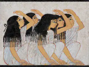 Women mourning during an ancient Egyptian funerary ritual