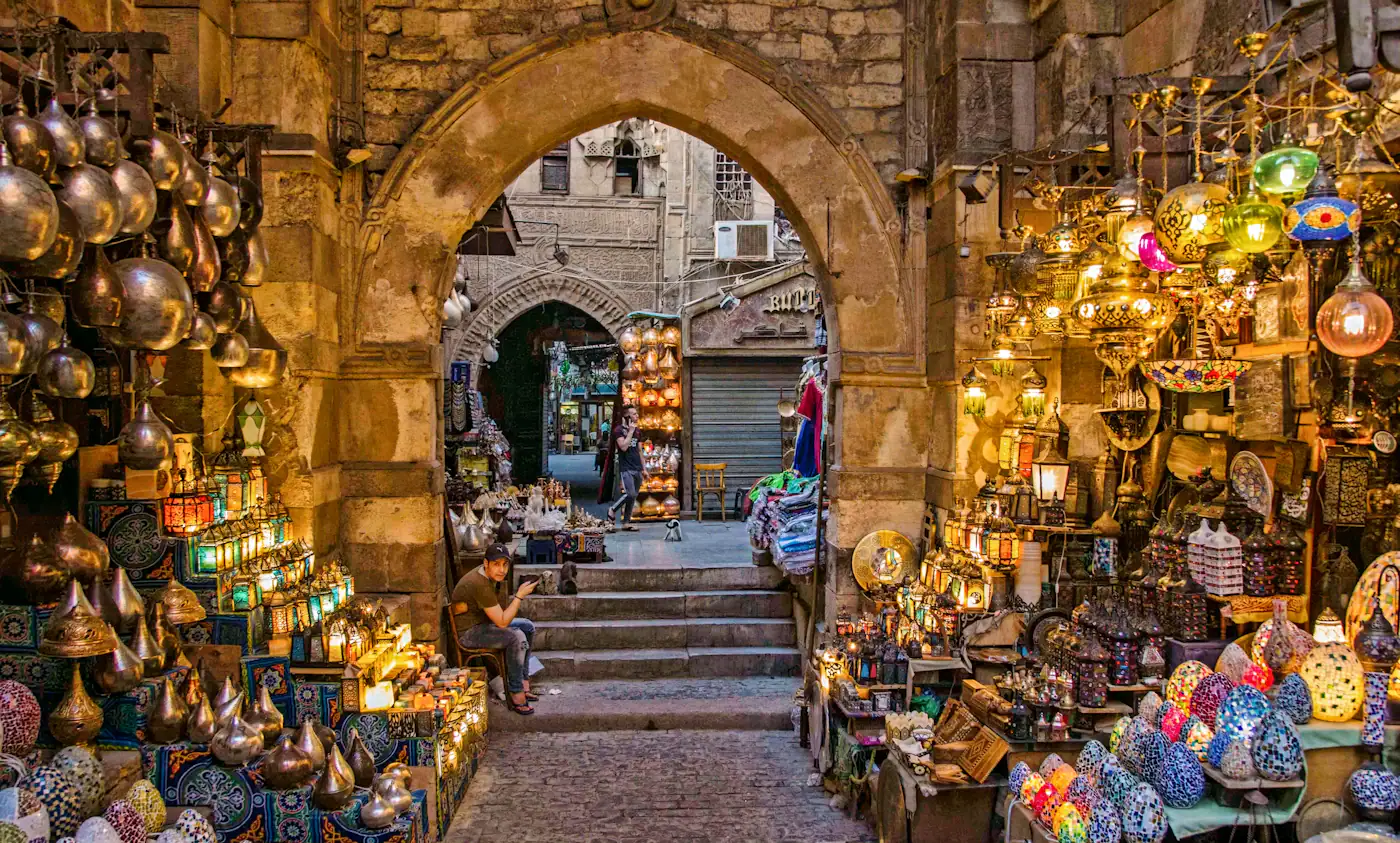 A market street in Khan el Khalili, Cairo
