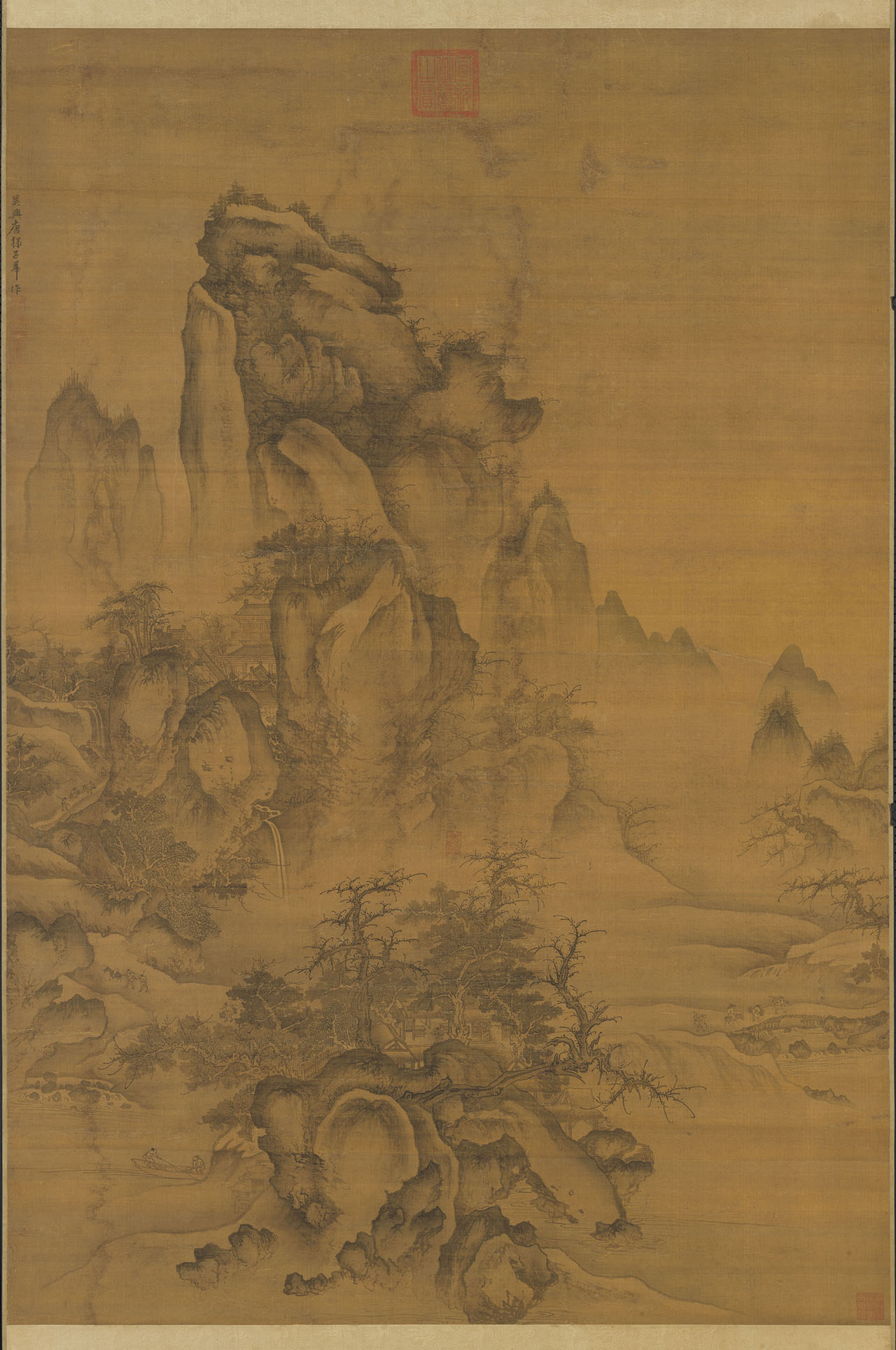 仿郭熙秋山行旅轴 | 元代/唐棣