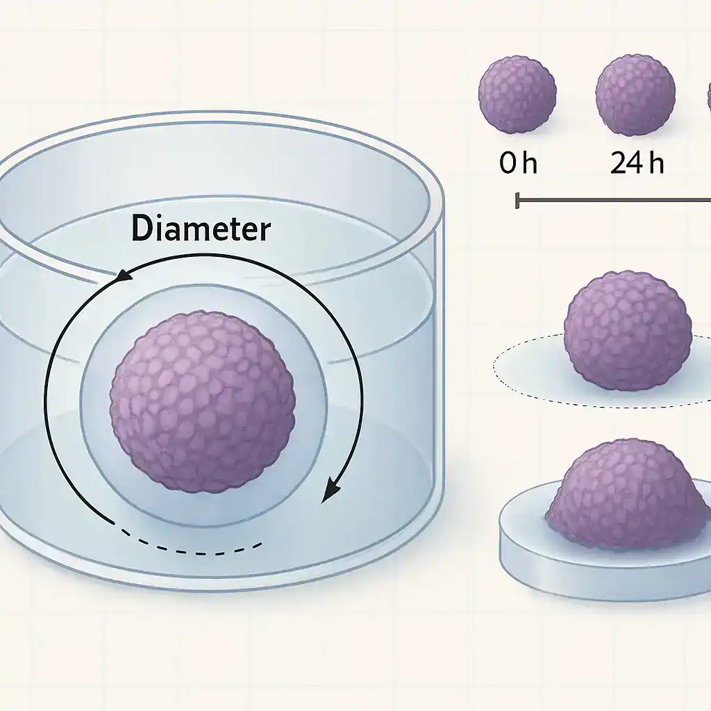 MCF-7 spheroid growth diameter over time — zenCELL owl 96h monitoring on agarose