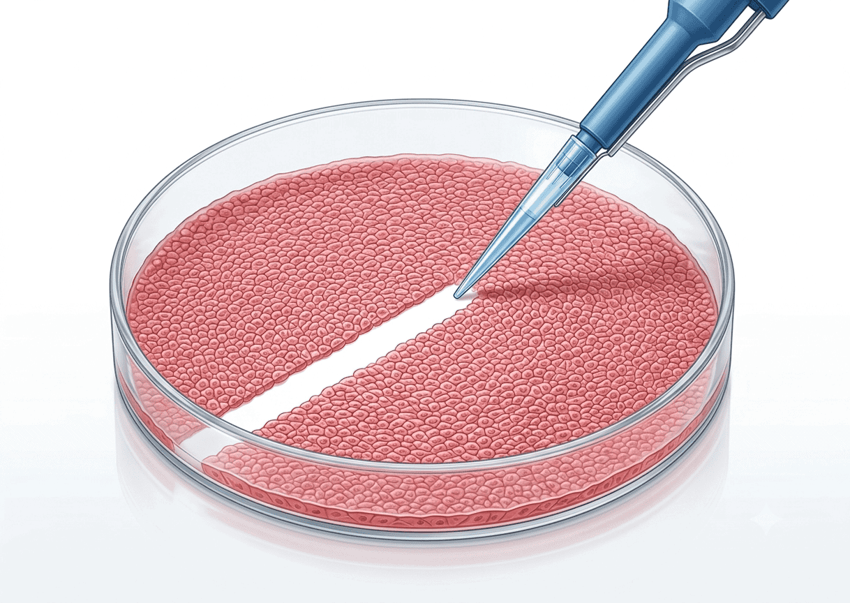 Manual pipette wounding of cell monolayer – uncontrolled scratch assay method compared to ScratchMaker scratch assay plates